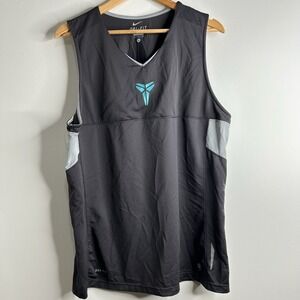 Nike Dri Fit Kobe Bryant Basketball Tank Top Jersey Men's XL Gray Teal Logo